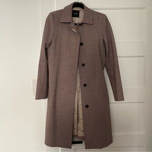 Theory Checked Car Coat with Belt Size 2